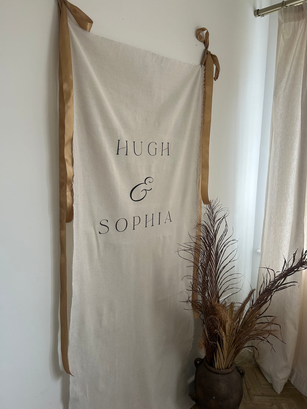 The linen wedding sign