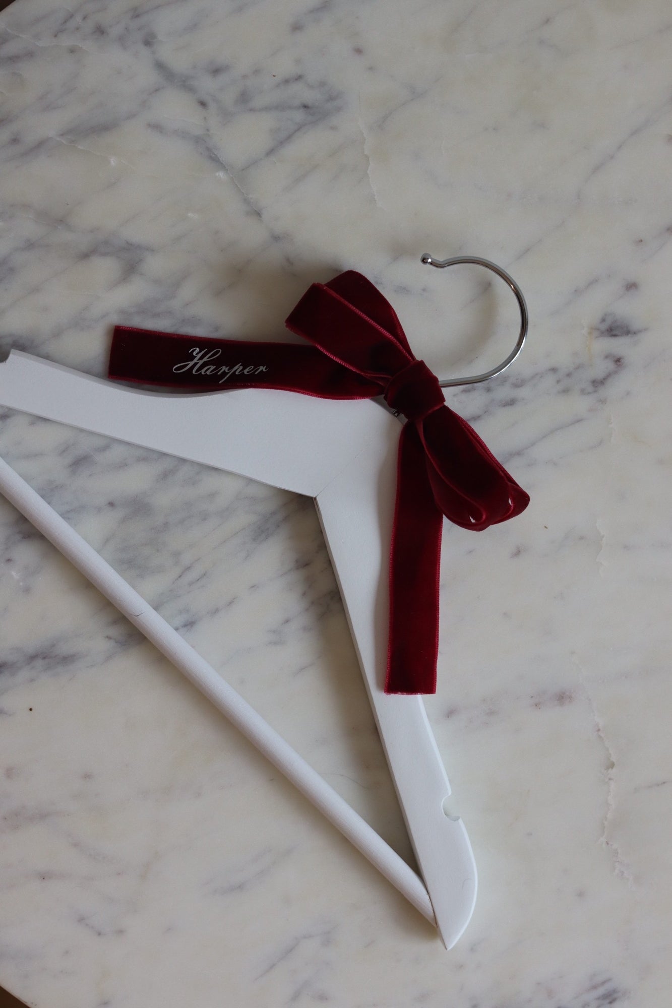 Children’s Christmas outfit hanger | personalised velvet ribbon