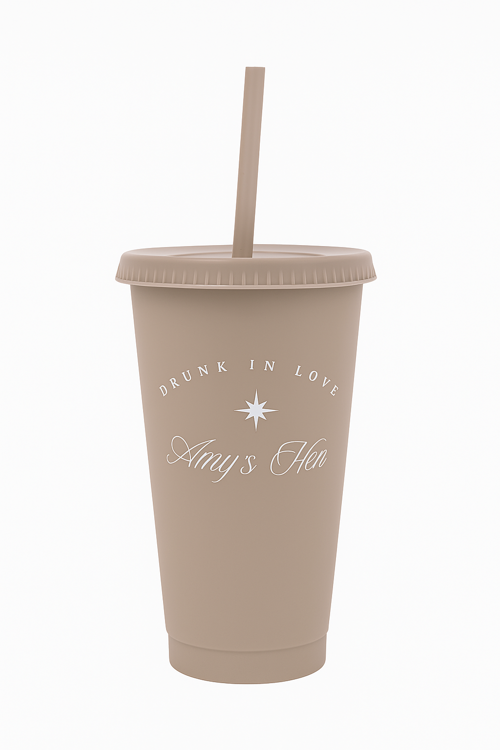 Taupe Personalised Cup and Straw