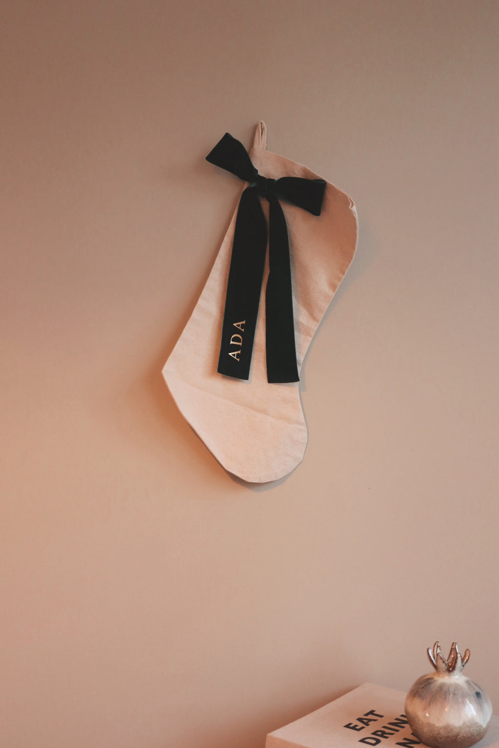 Luxe Velvet with frayed edge stocking - gold personalised writing