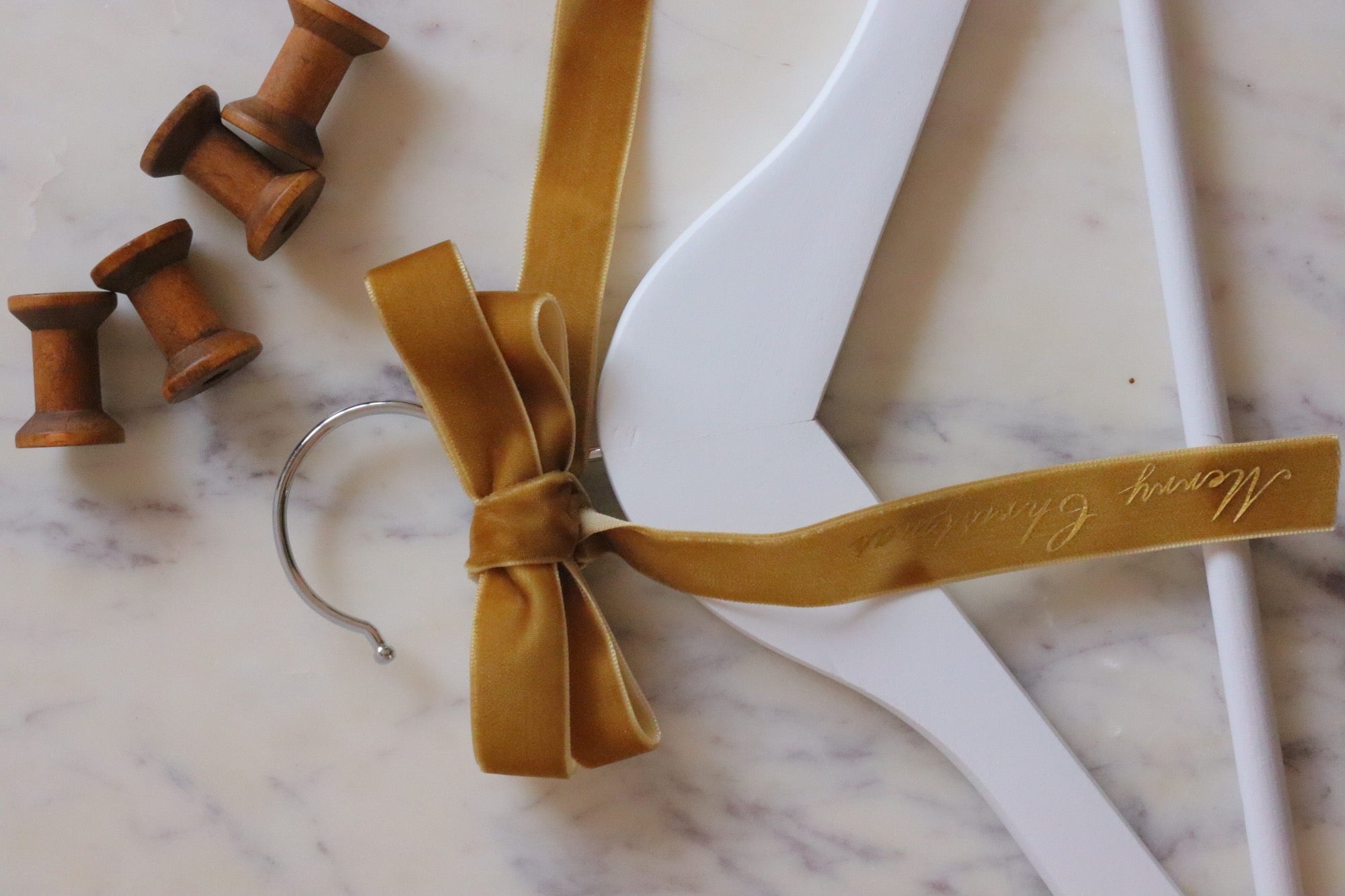 Children’s Christmas outfit hanger | personalised velvet ribbon