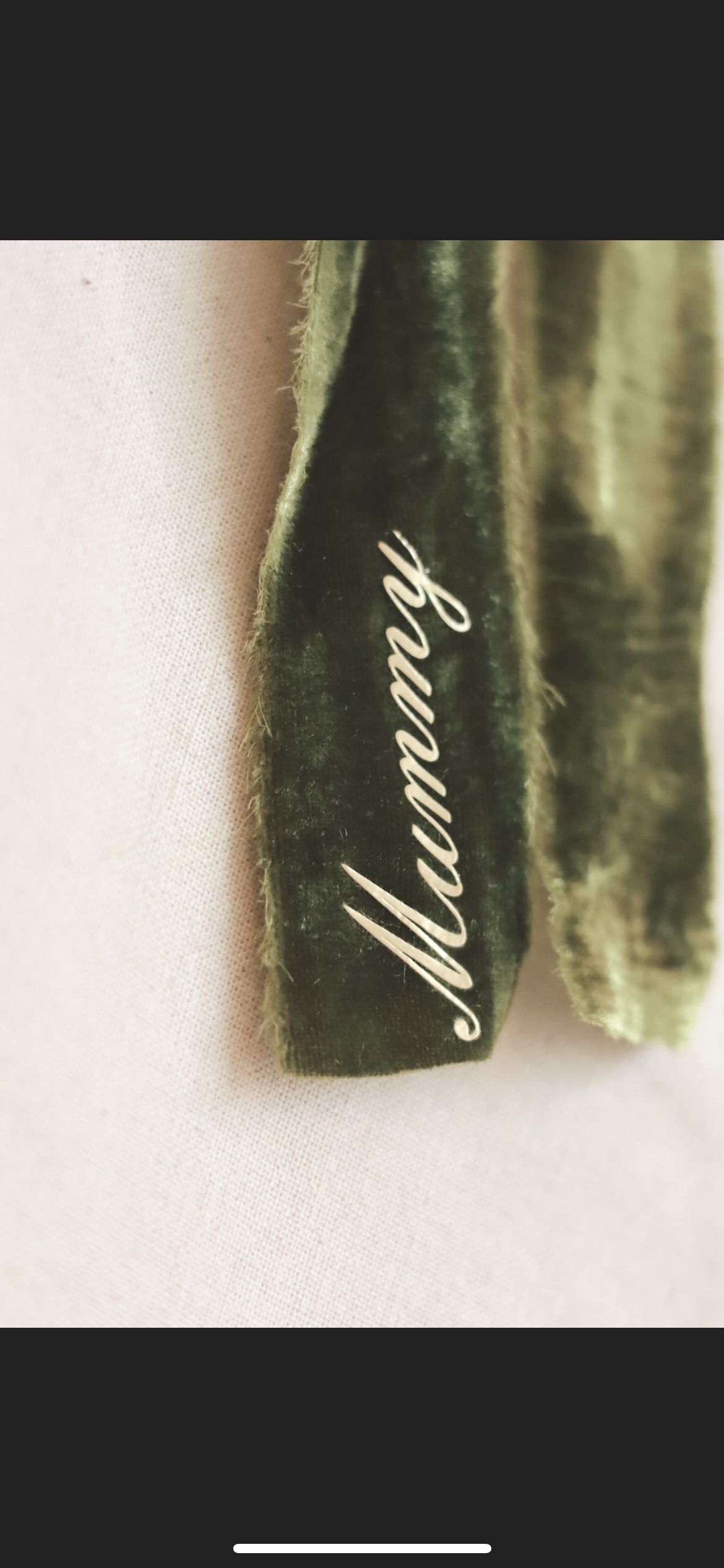 Luxe Velvet with frayed edge stocking - gold personalised writing