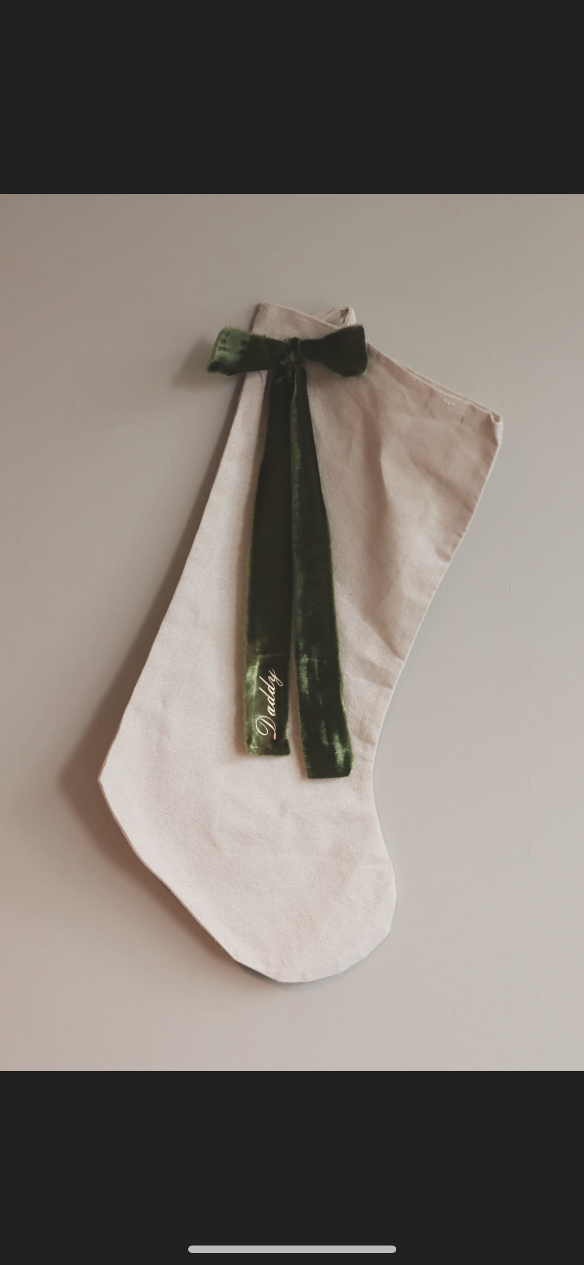 Luxe Velvet with frayed edge stocking - gold personalised writing