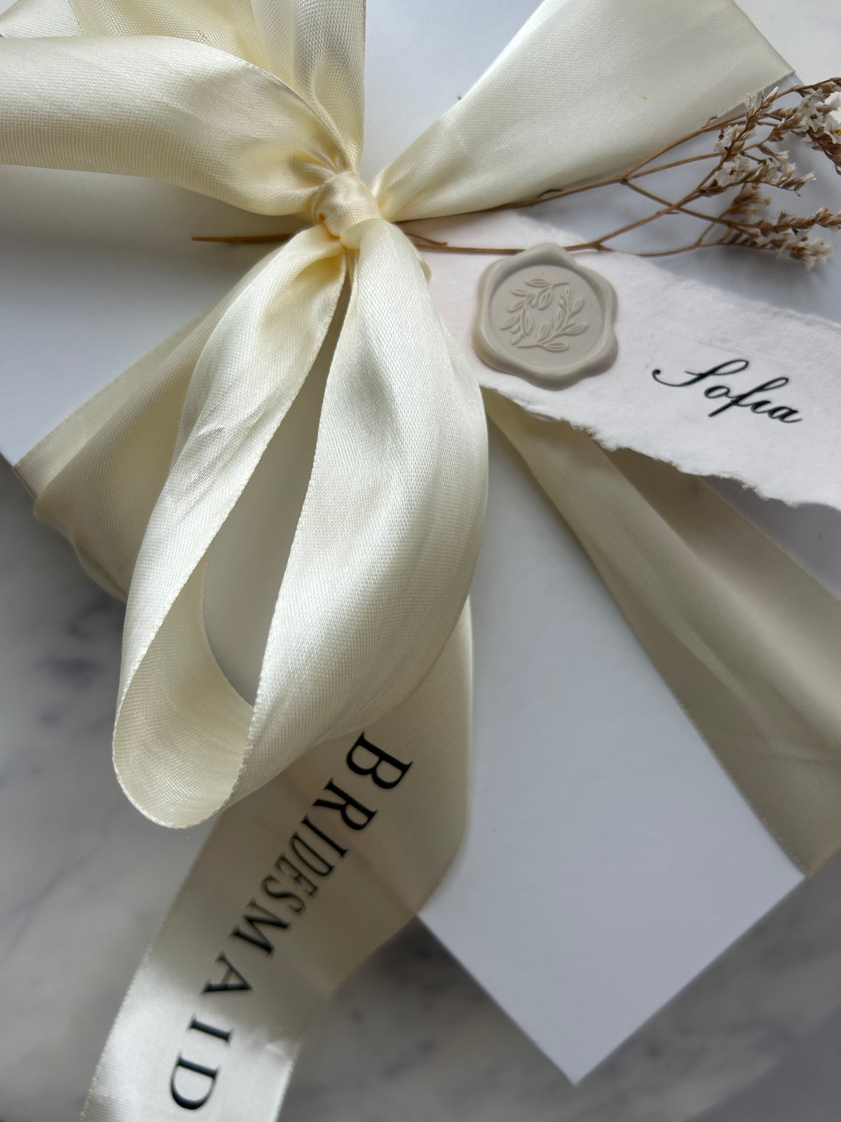 Bridesmaid Proposal Box -Cream Ribbon
