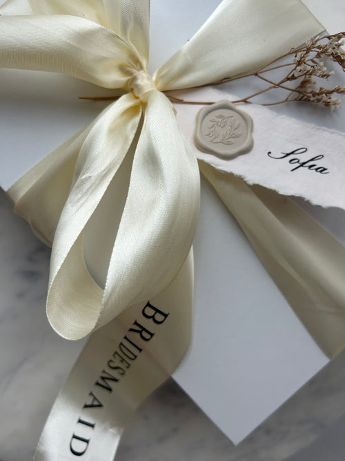 Bridesmaid Proposal Box -Cream Ribbon