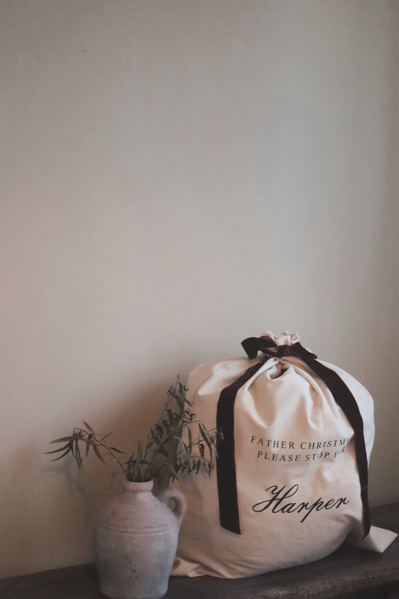 Cotton Santa sack with velvet Bow 🎅🏼