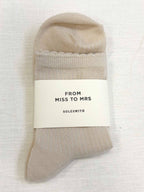 From Miss To Mrs Bride To Be Cream Frilly Cuff Socks