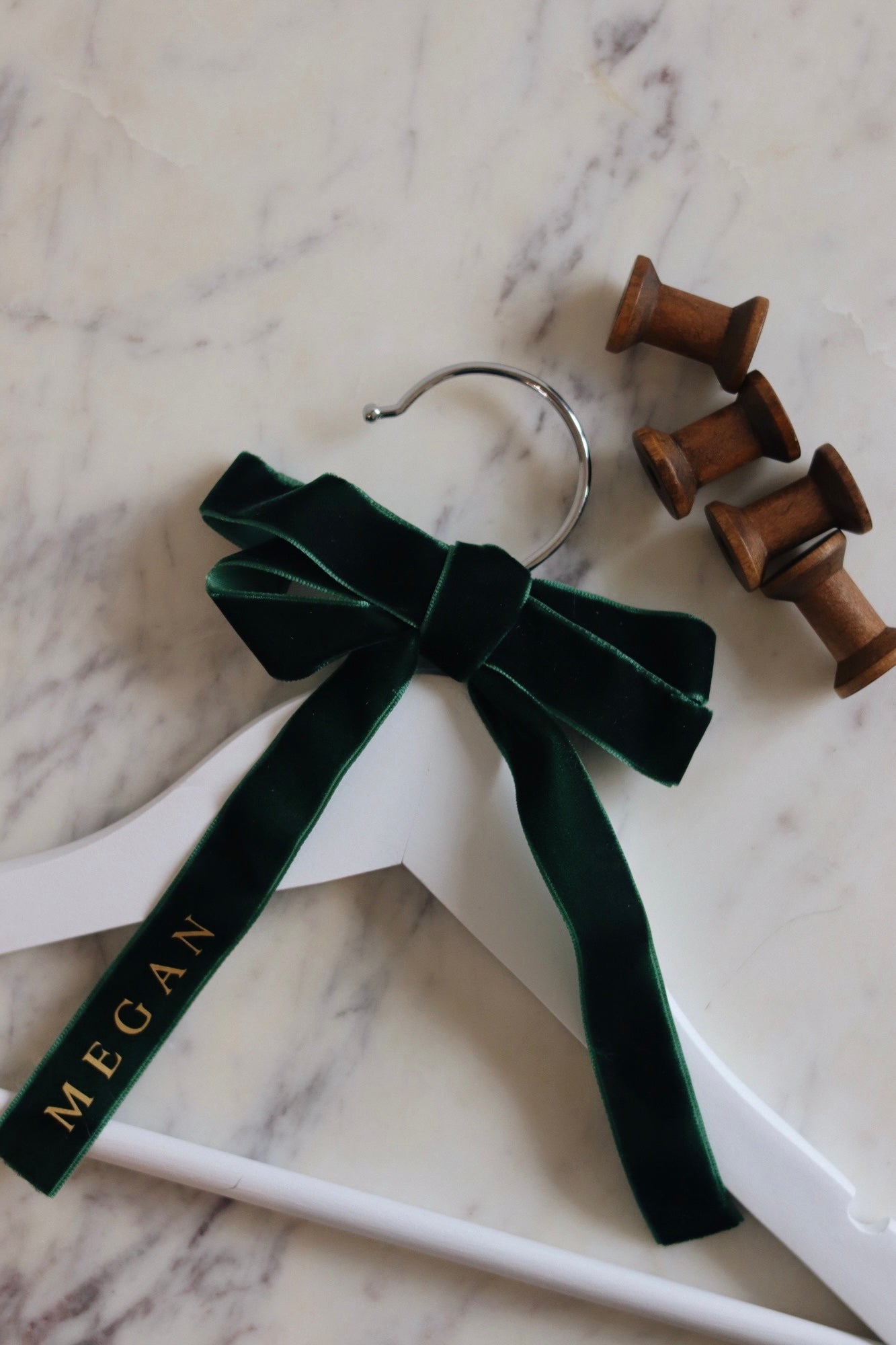 Children’s Christmas outfit hanger | personalised velvet ribbon
