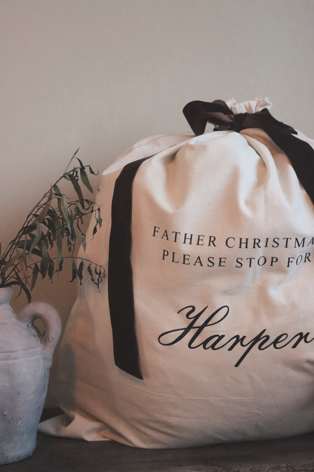 Cotton Santa sack with velvet Bow 🎅🏼
