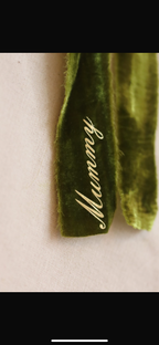 Luxe Velvet with frayed edge stocking - gold personalised writing