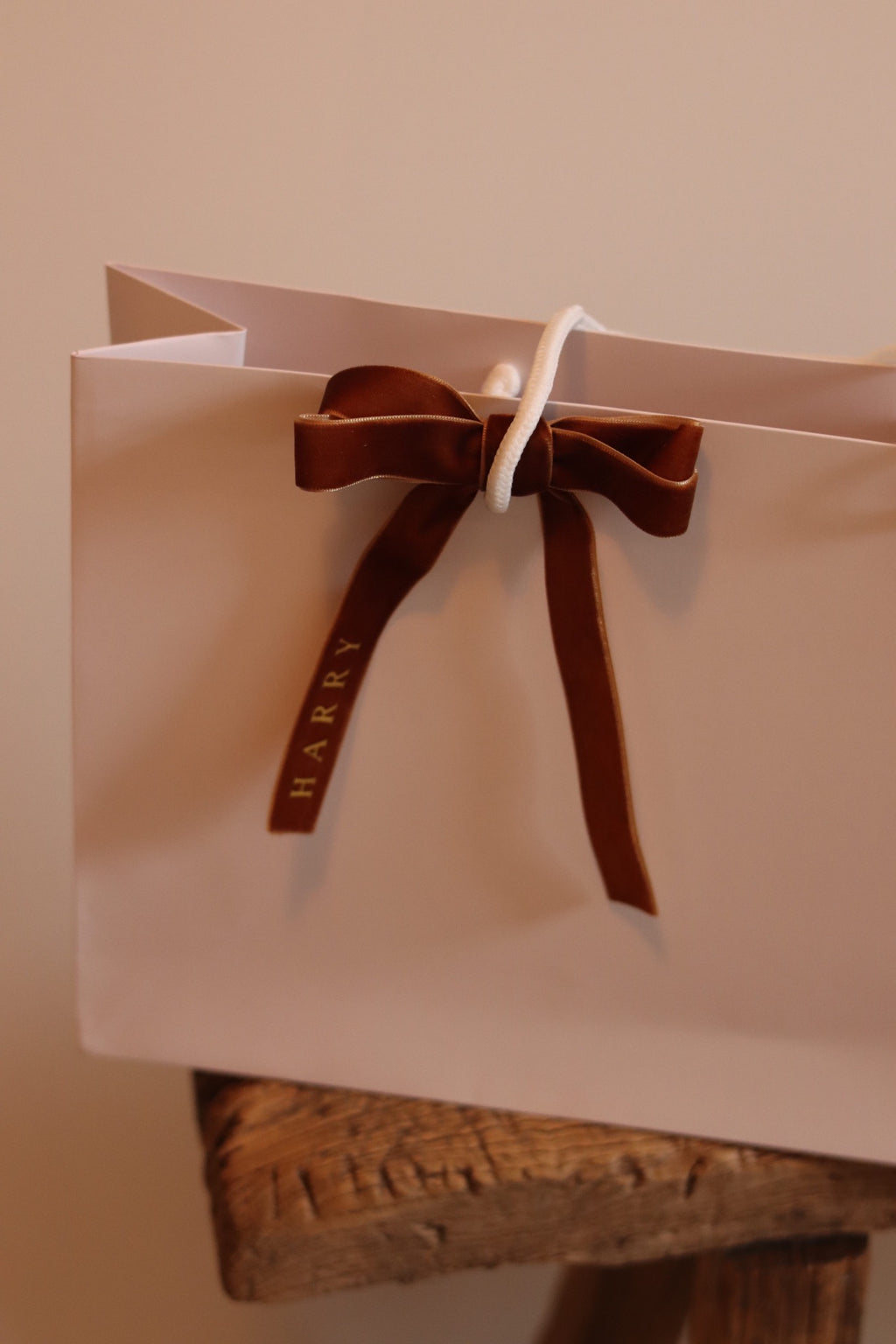 Large Gift Bag with Personalised velvet ribbon