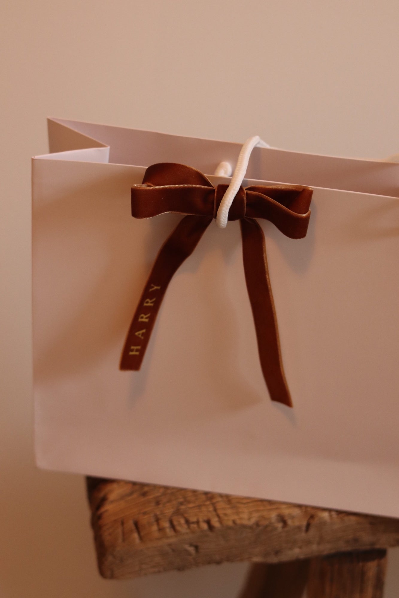Large Gift Bag with Personalised velvet ribbon