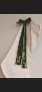 Luxe Velvet with frayed edge stocking - gold personalised writing