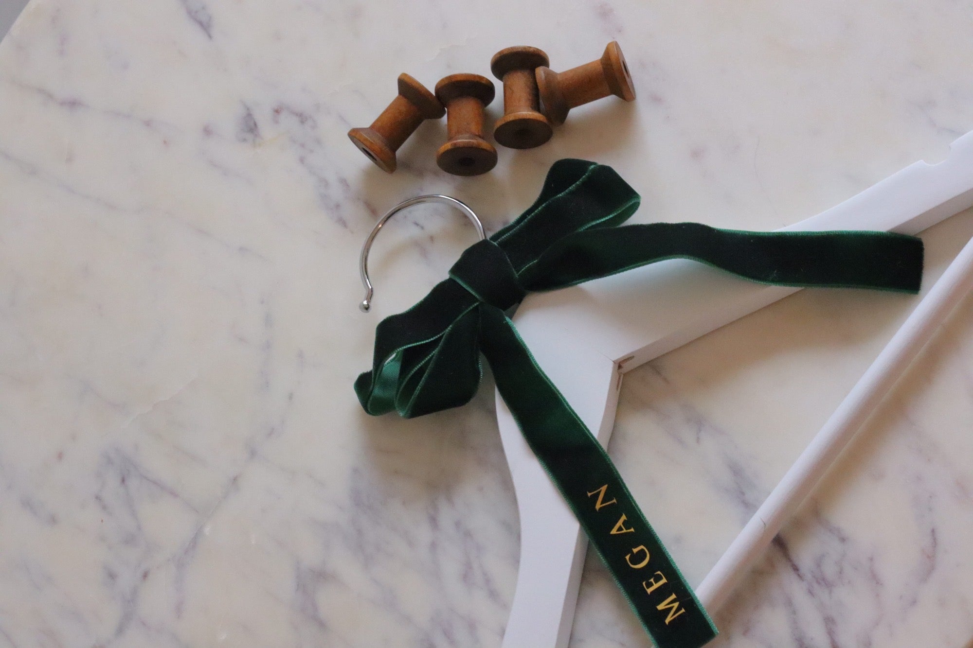 Children’s Christmas outfit hanger | personalised velvet ribbon