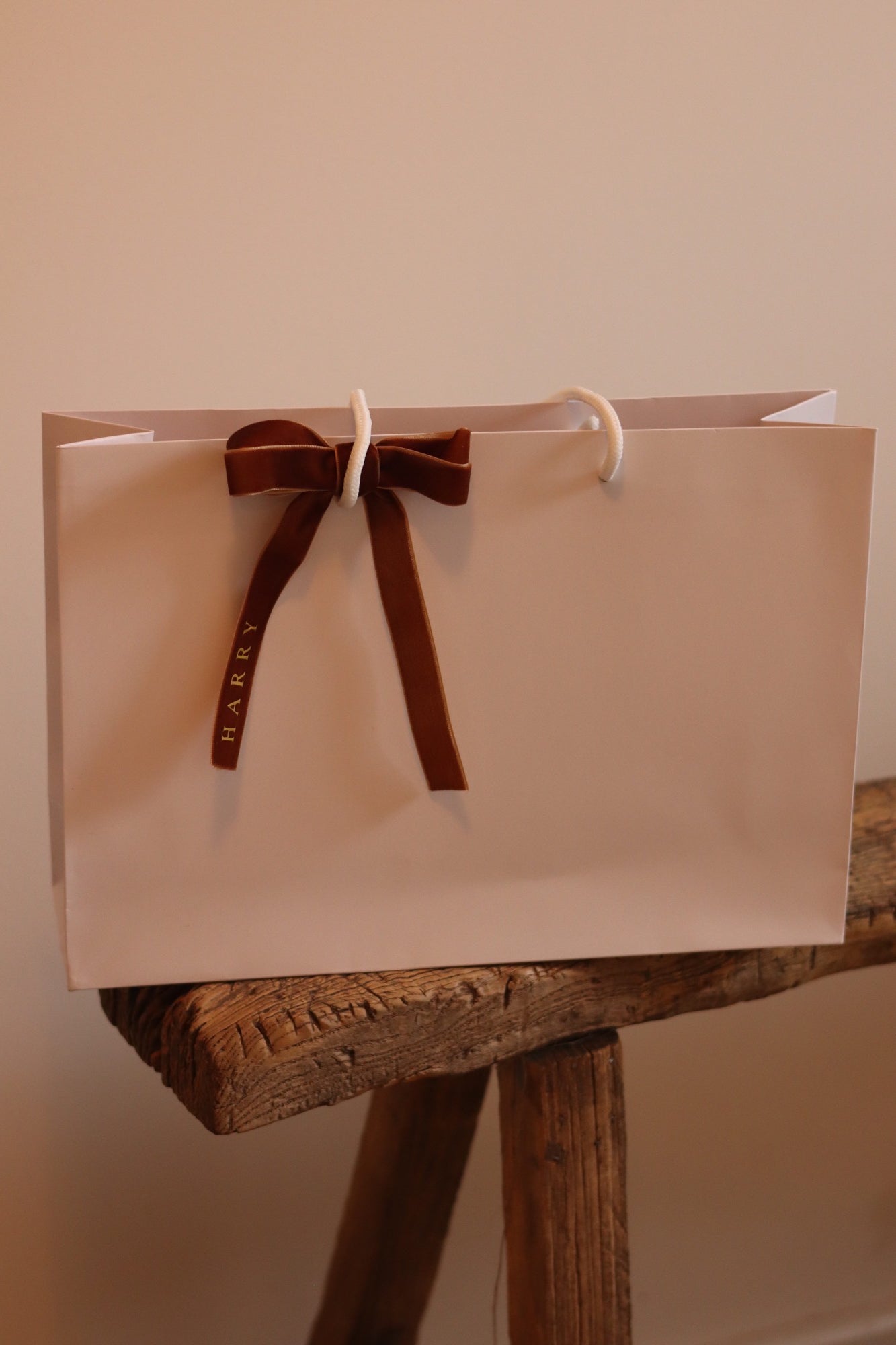 Large Gift Bag with Personalised velvet ribbon