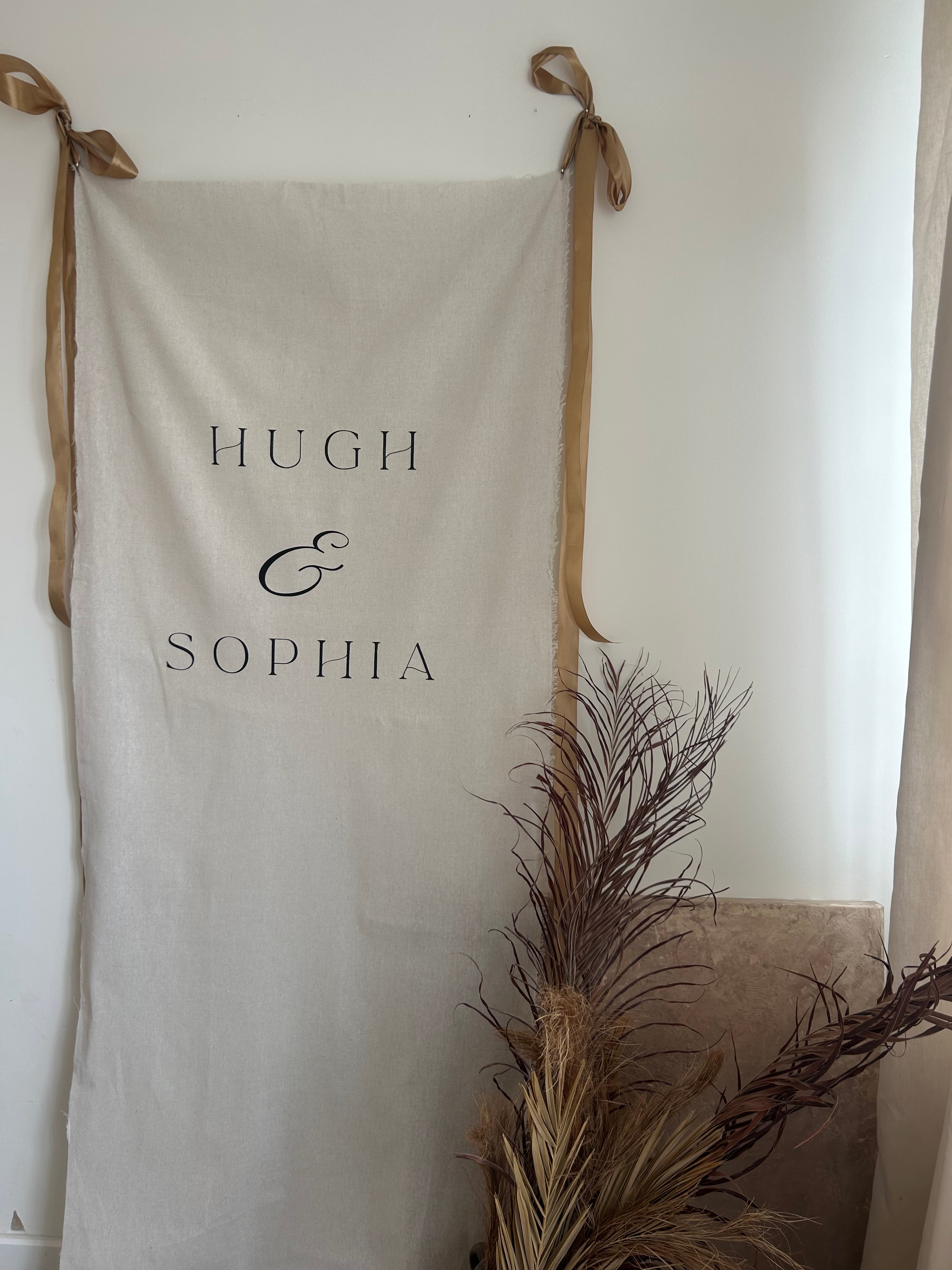 The linen wedding sign