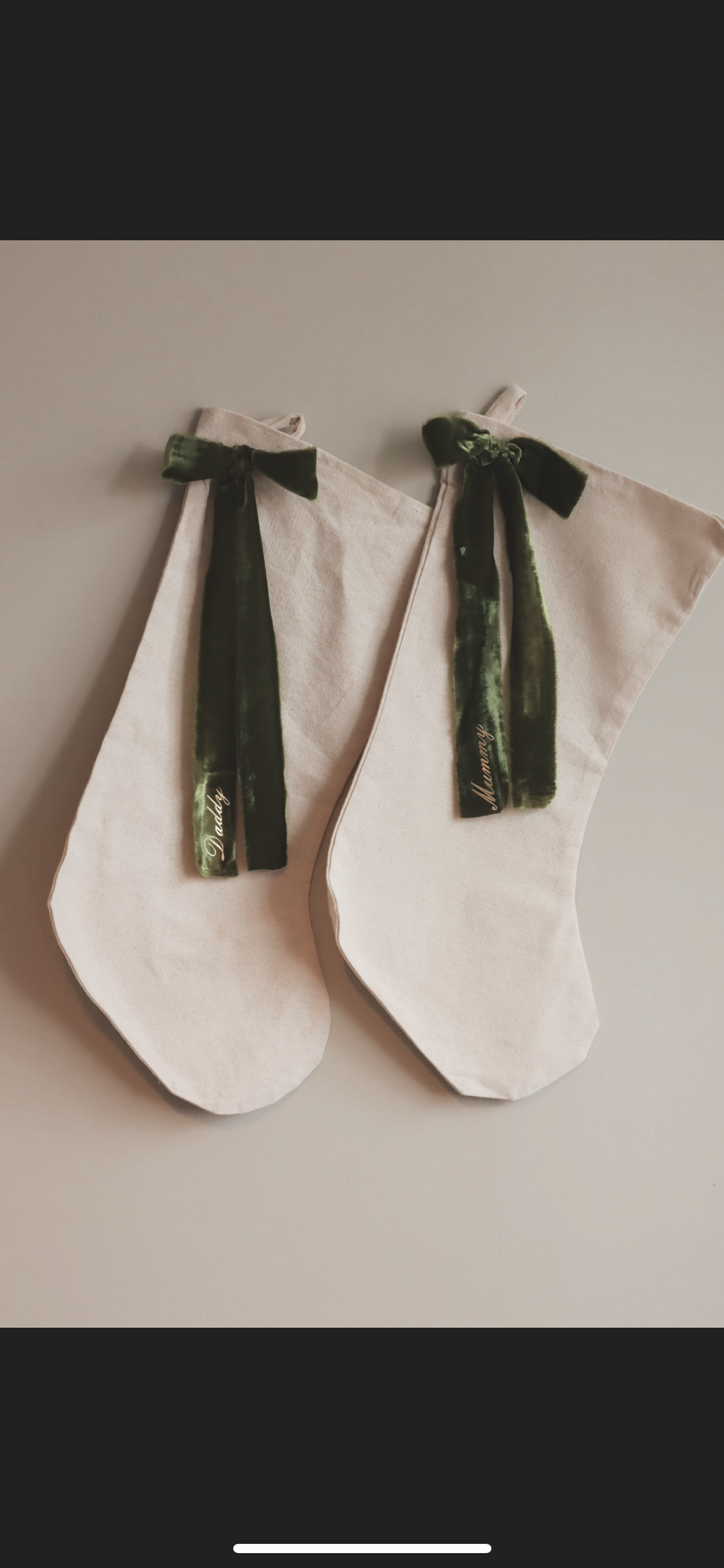 Luxe Velvet with frayed edge stocking - gold personalised writing