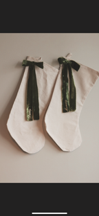 Luxe Velvet with frayed edge stocking - gold personalised writing